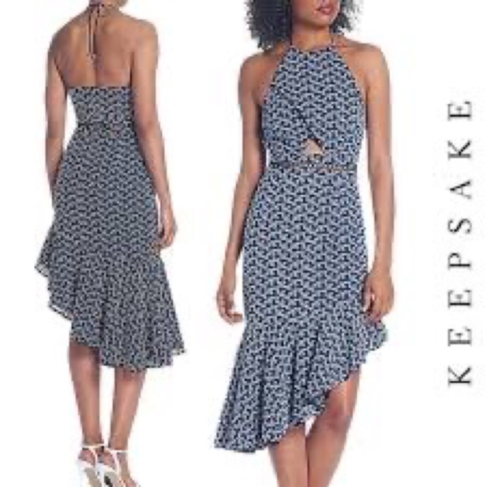 Keepsake Blossom Embroidered Halter Dress, XS
